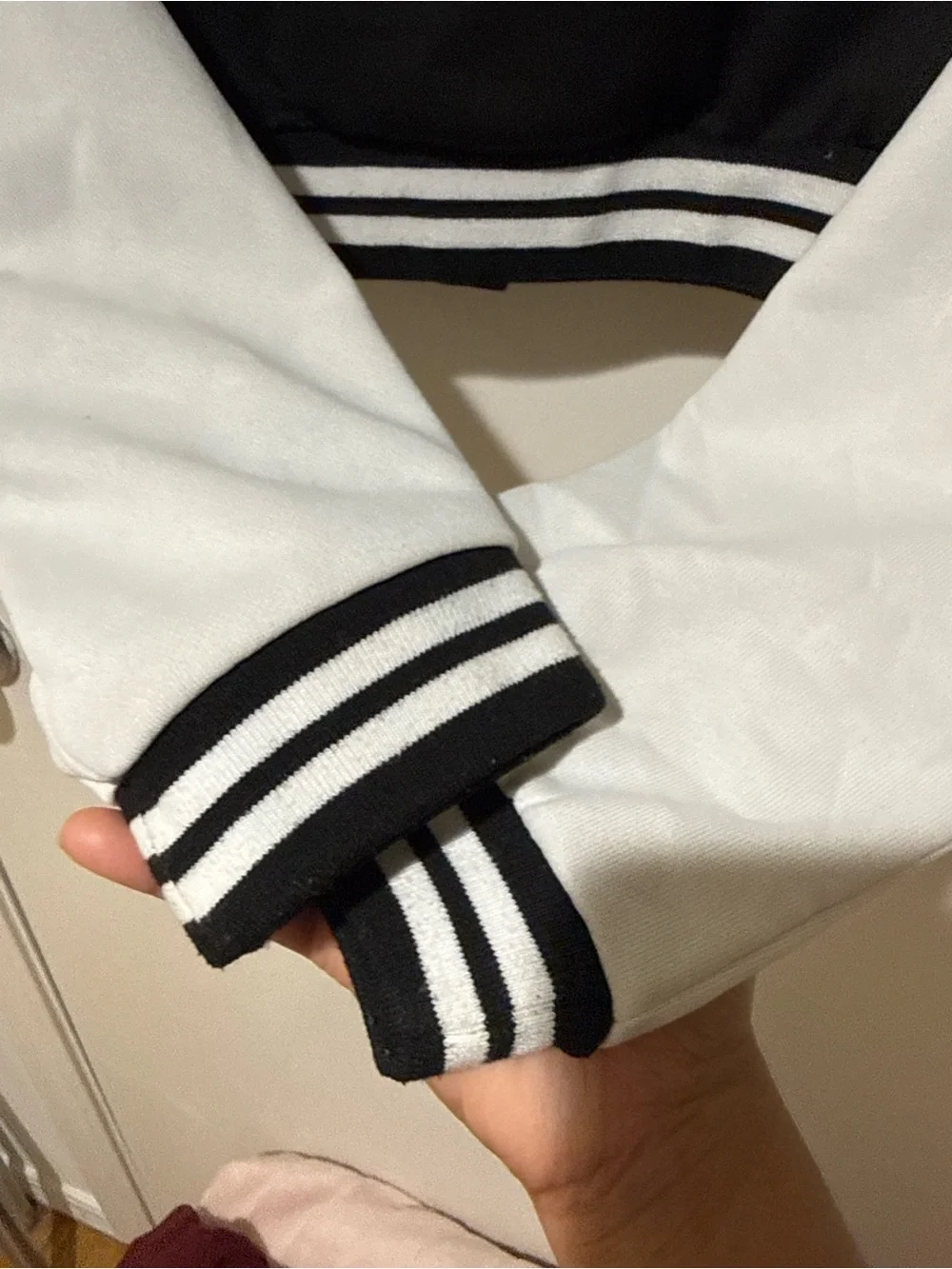 SHEIN Black & White Cropped Varsity Jacket with 'A' Patch